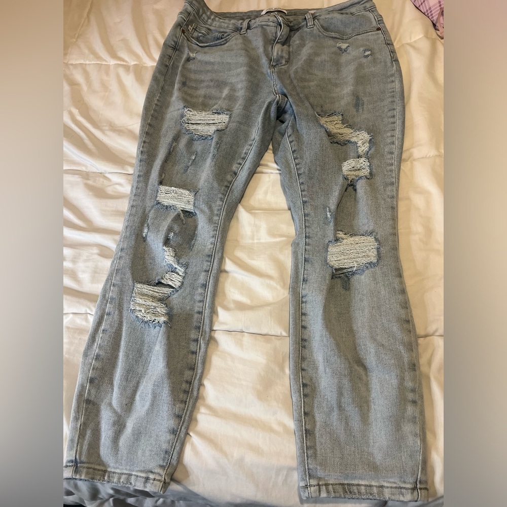 Judy Blue Skinny Jeans Blue Distressed